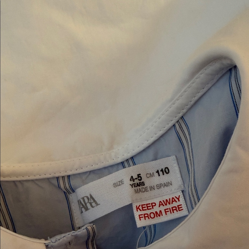 Zara Kids Light Blue Striped Dress with White Collar - Picture 2 of 3
